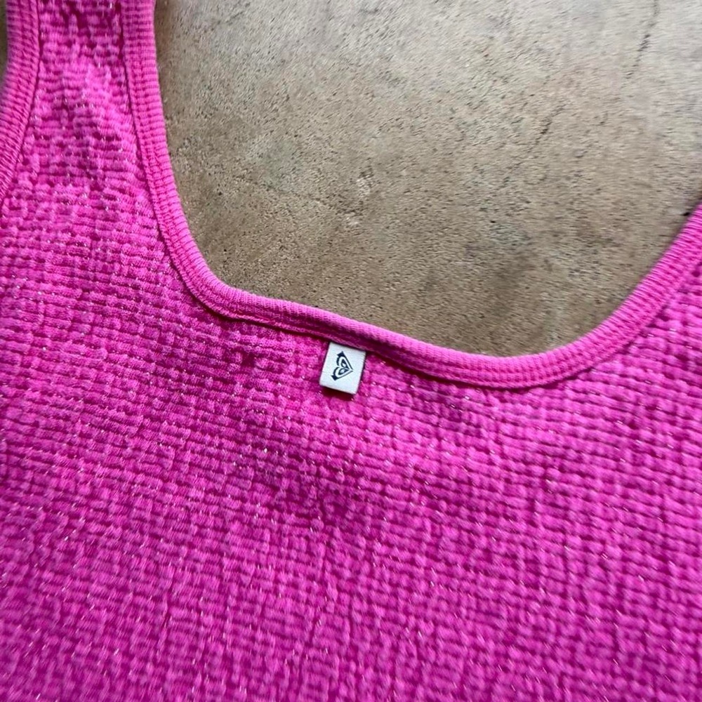 Vintage y2k Roxy pink tank top with textured weave - Picture 4 of 7